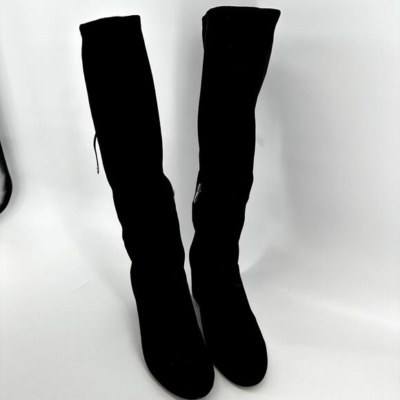 Sam Edelman Vinney Knee High Boots Suede Leather Round Toe Block Heel Black 10M - Picture 5 of 9